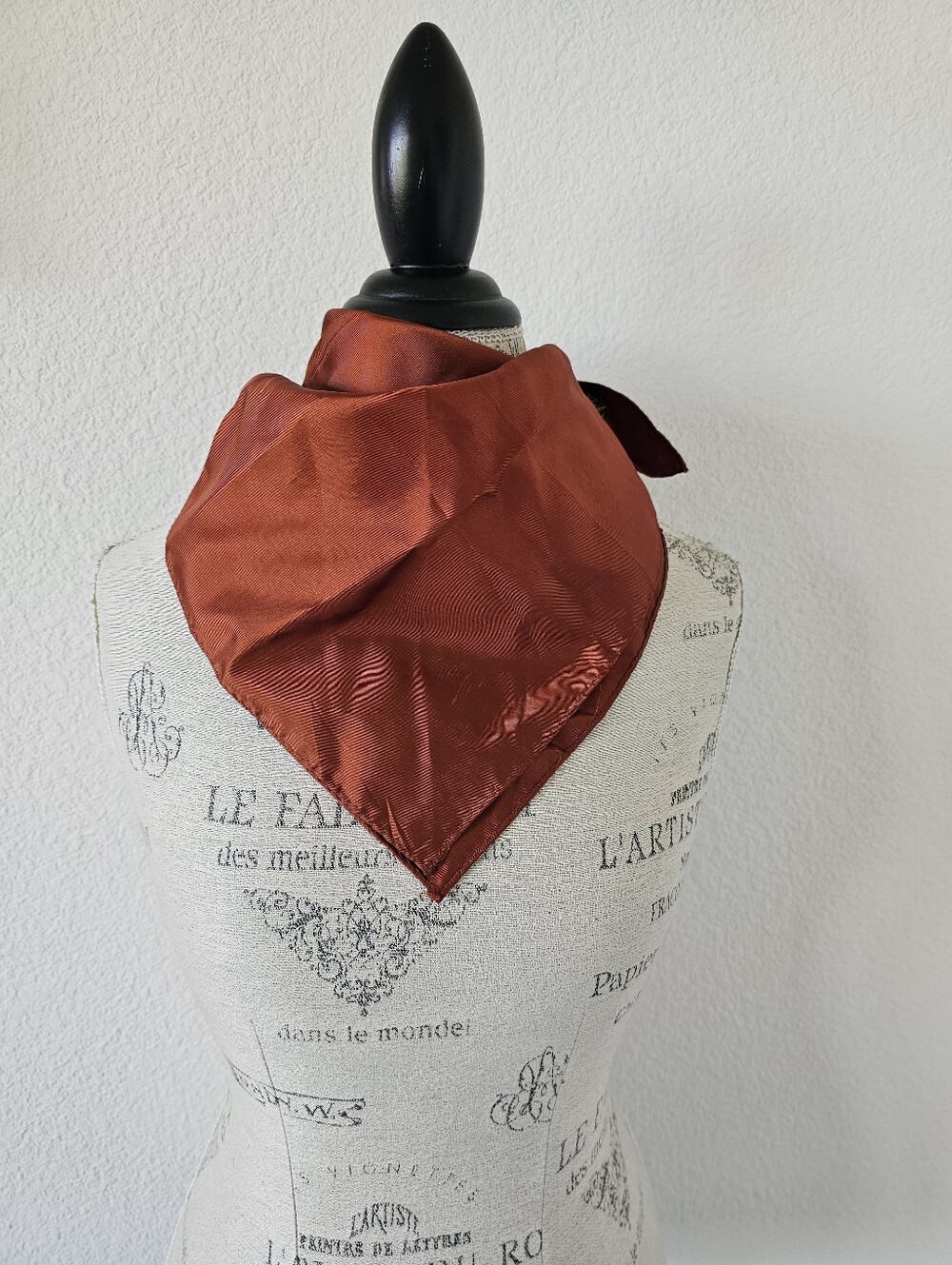 Vintage Orna Japan Burnt Orange Acetate Square Scarf – 26" Rust Twill Bandana